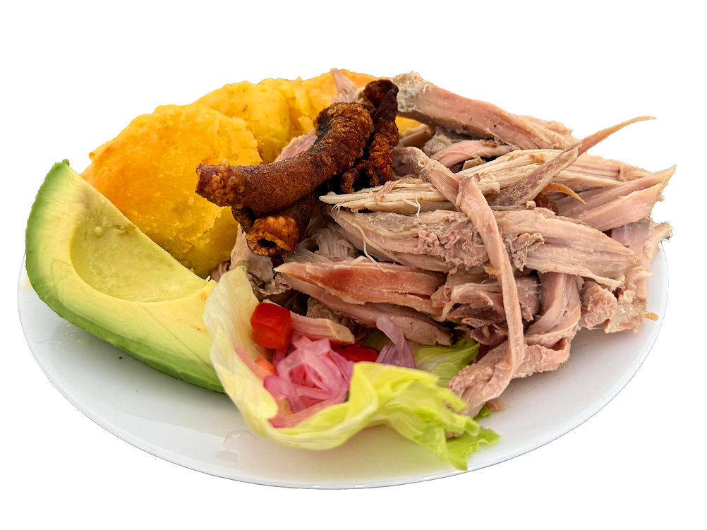 Plato principal de hornado pastuzo